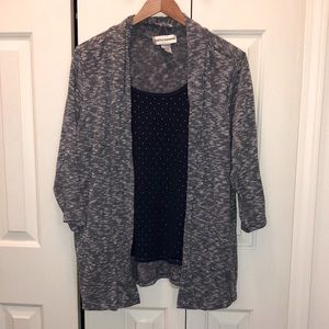 Cathy Daniels Blue White Sweater Fashion Top Size Large